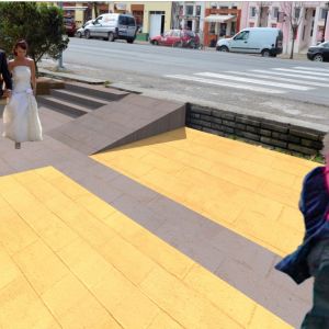 Kossuth Lajos utca járda-szervízút térburkolása